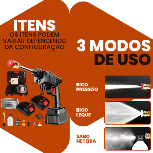 Lavadora Lava Jato Portátil Pressão  + Kit Limpeza Vonix