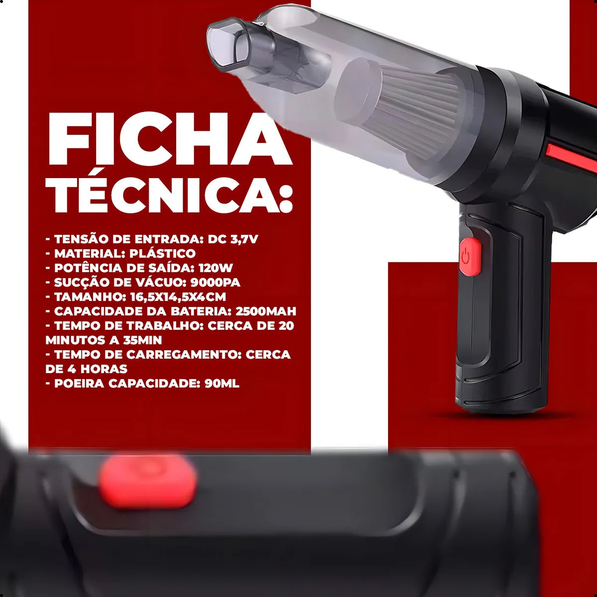 Aspirador De Pó Mini Soprador 3em1 Usb Refil Portátil Recarregável