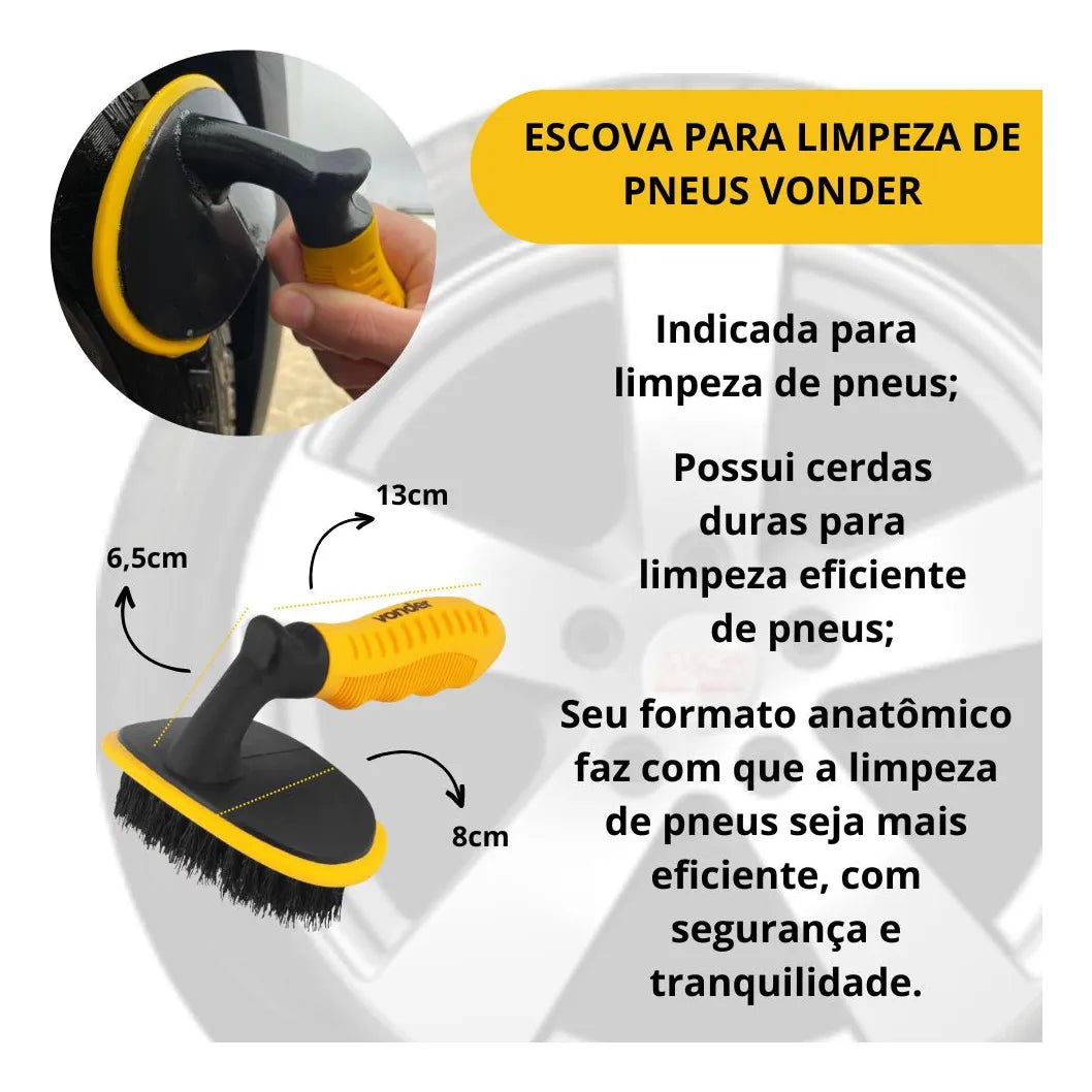 Combo Lava Carros Luva Microfibra Escova Roda E Caixa Carro