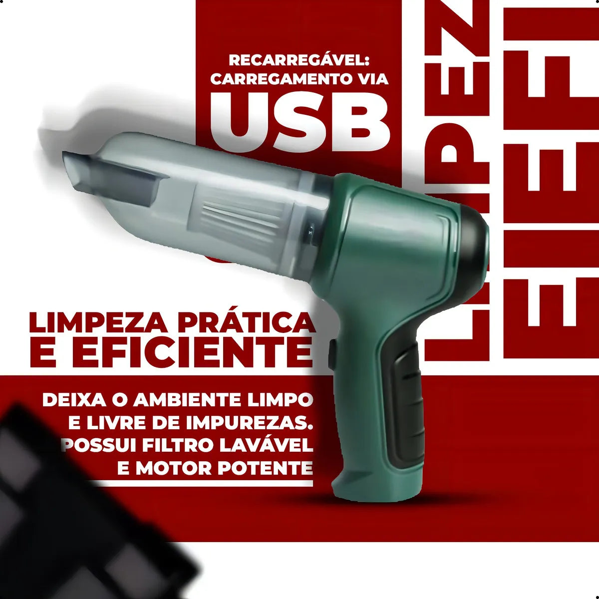 Aspirador De Pó Mini Soprador 3em1 Usb Refil Portátil Recarregável