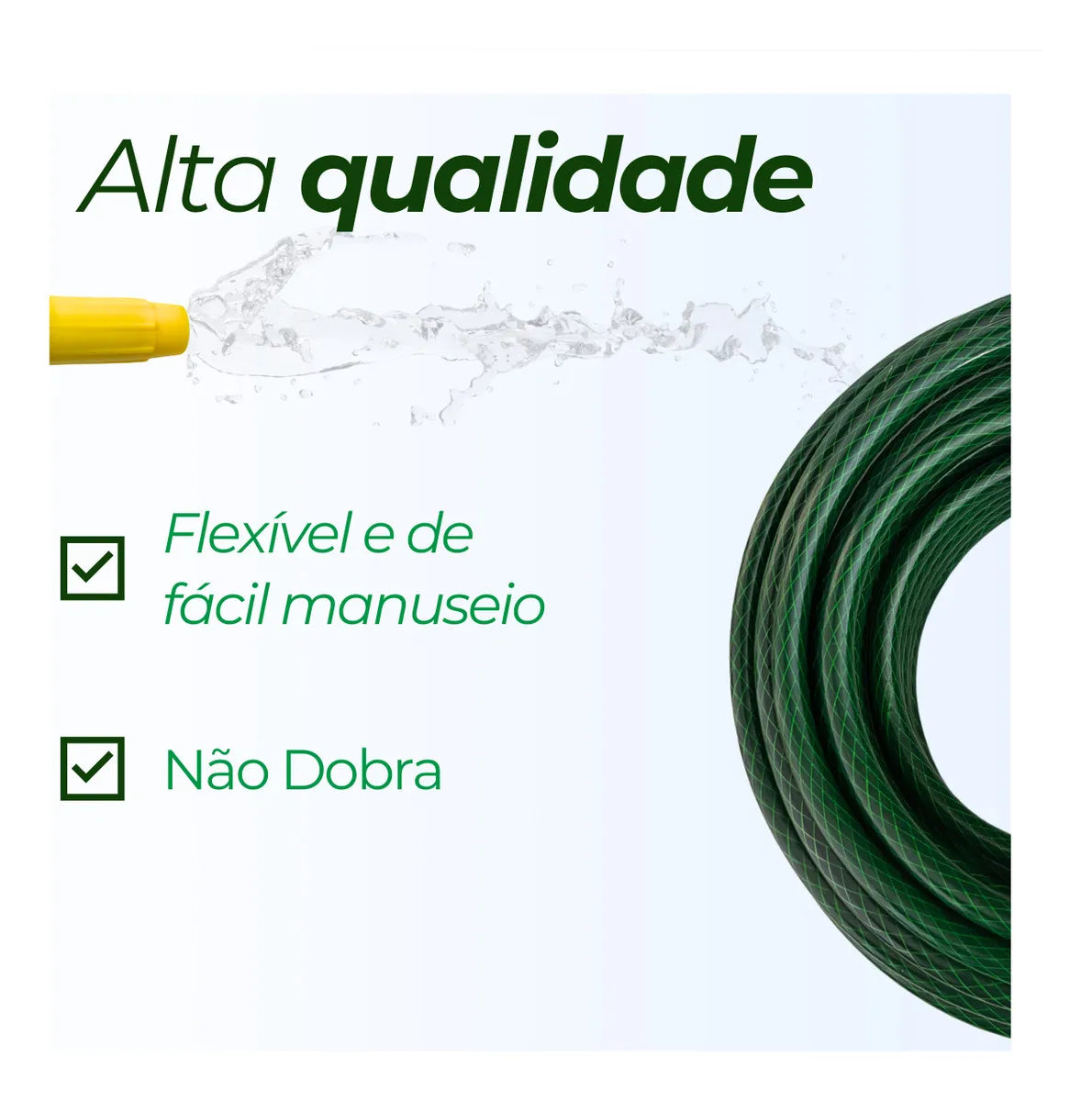 Mangueira De Jardim 15m Metros Reforçada Trançada Não Dobra Cor Verde