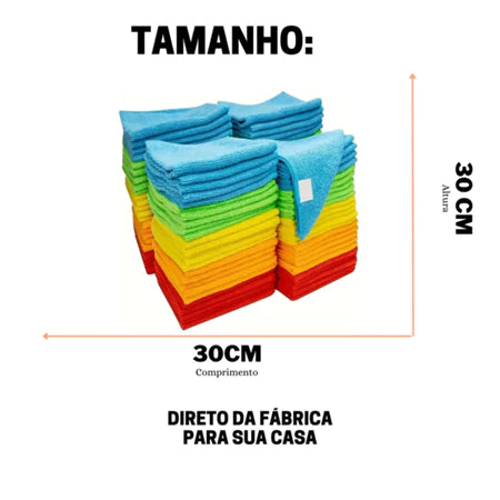 Kit Pano De Limpeza Microfibra 20 Unidades
