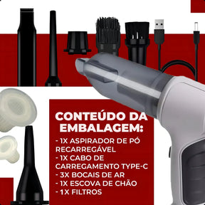Aspirador De Pó Mini Soprador 3em1 Usb Refil Portátil Recarregável